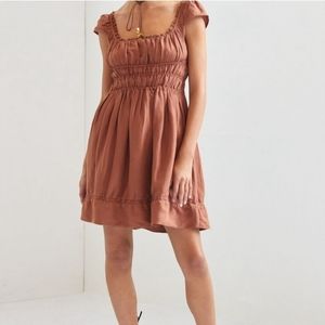 NWT Anthropologie Linen Smocked Waist Mini Dress